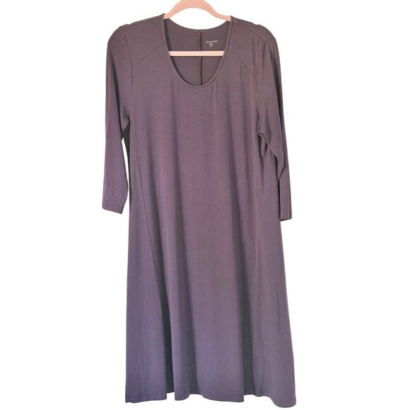 Garnet Hill Midi Dress Womens M Purple 3/4 Sleeve Comfort Stretch Casual - Picture 1 of 9